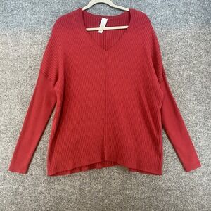 Wynne Layers Sweater Womens Medium V Neck Rib Knit Pullover Stretch Lightweight